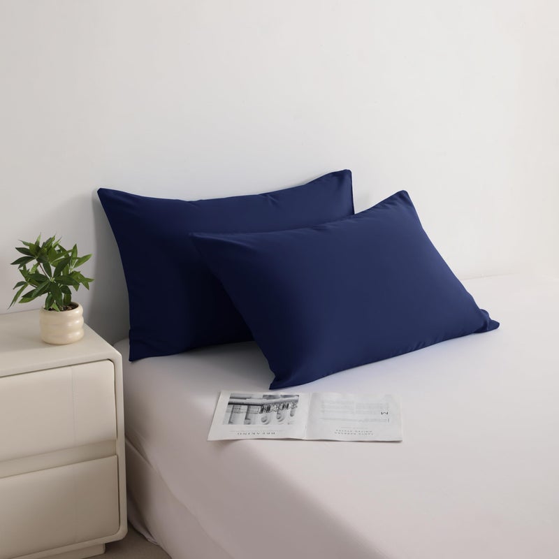 BEDSUM Microfiber Standard Pillowcases Set of 2, Soft Wrinkle Resistant and Easy Care Pillow Cases with Envelope Closure for Kids, 20x26 inches, Navy Blue - Image 5